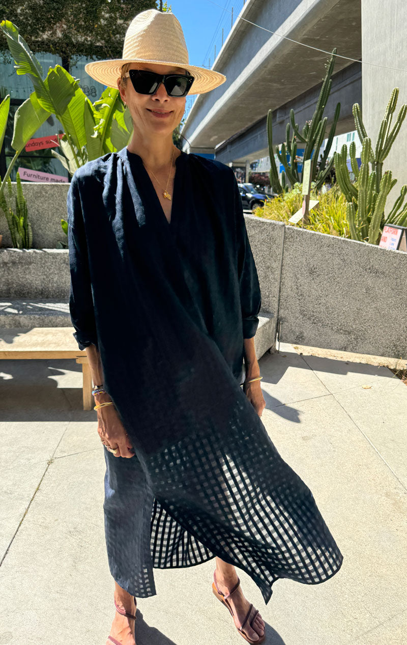 Black Grid long caftan-coming soon