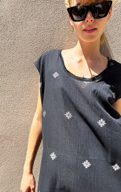 Drop waist Jamdani Bhutti Cotton Dress