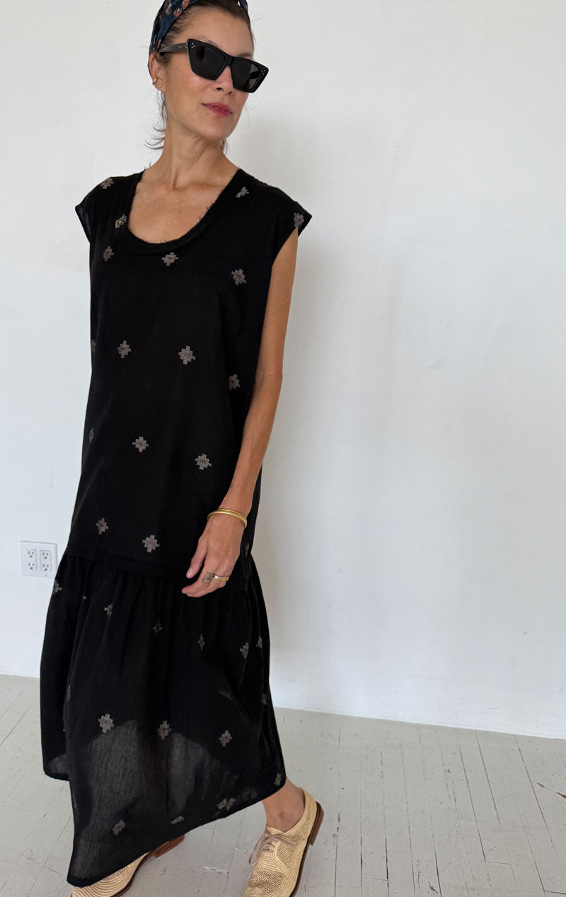 Drop waist Jamdani Bhutti Cotton Dress