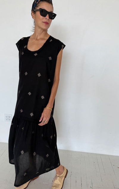 Drop waist Jamdani Bhutti Cotton Dress