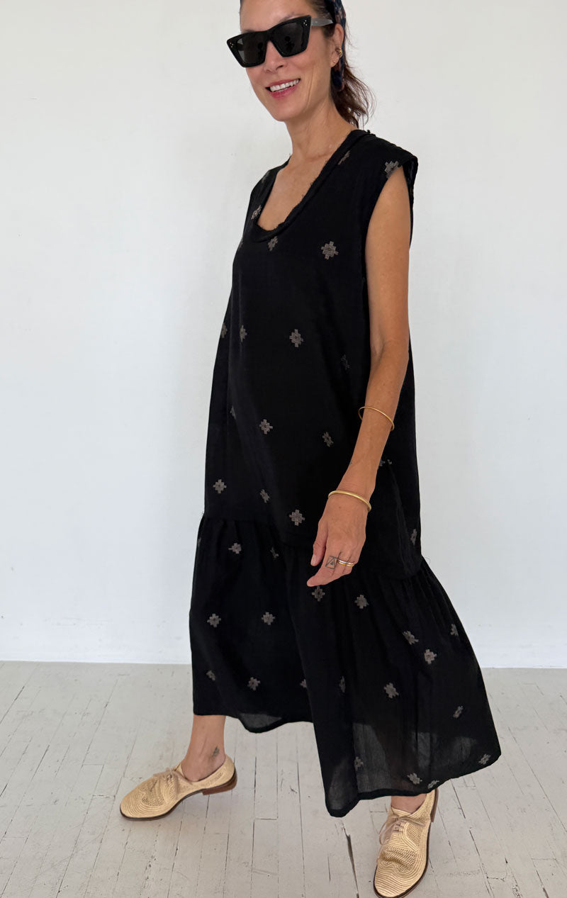 Drop waist Jamdani Bhutti Cotton Dress