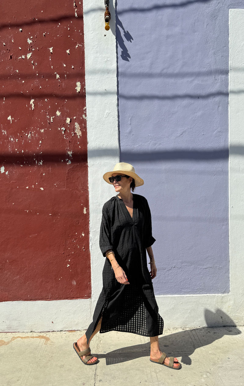 Black Grid long caftan