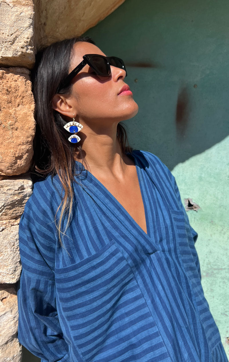Handmade ceramic eye earring