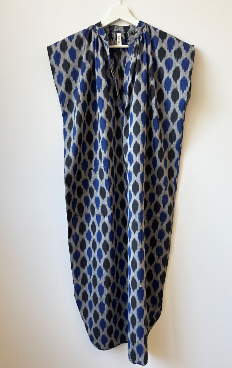 Blue Ikat Slim Dress