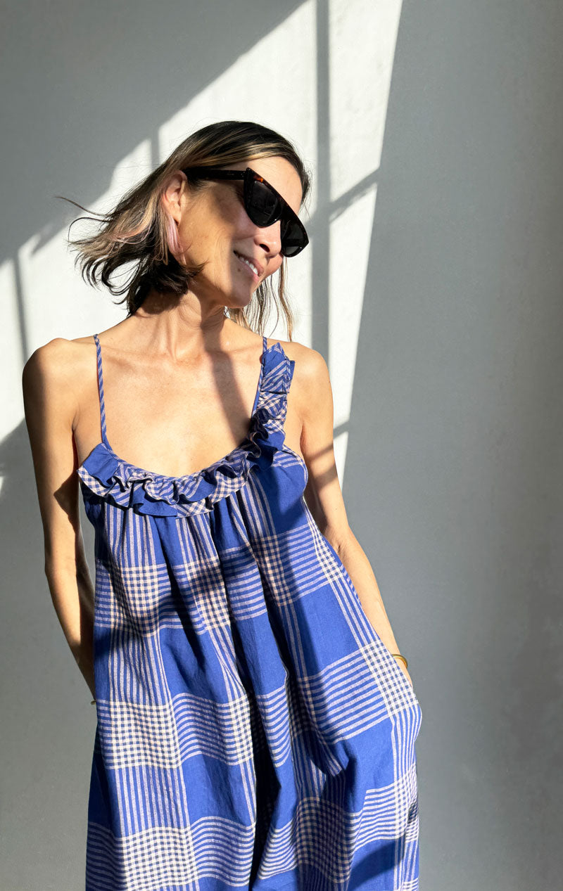 Plaid Ruffle neck dress