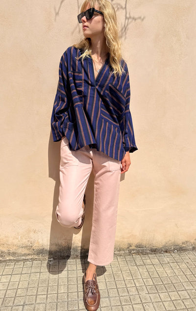 Blue/Clay Stripe Long Sleeve Shirt