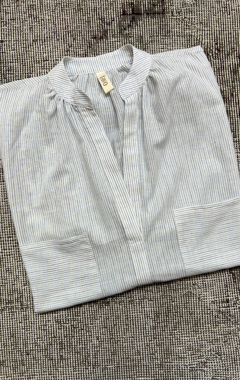 Blue pinstripe Short Sleeve Shirt