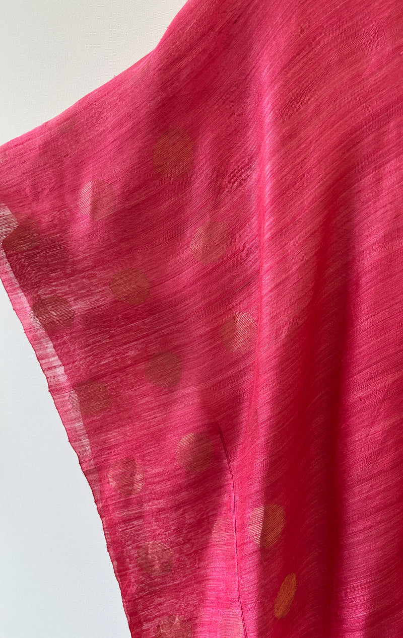 Raspberry caftan with gold spots