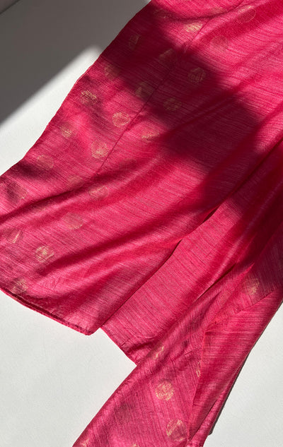 Raspberry caftan with gold spots