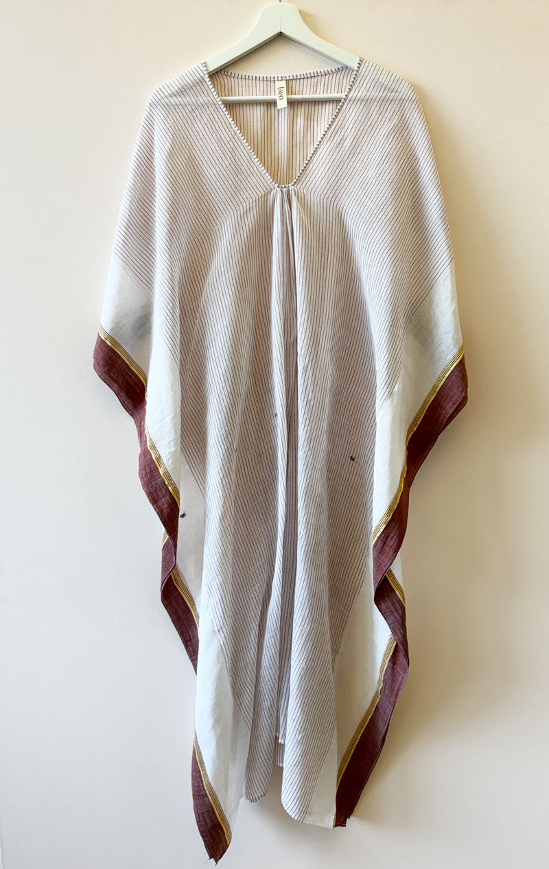 Jamdani caftan with brown border