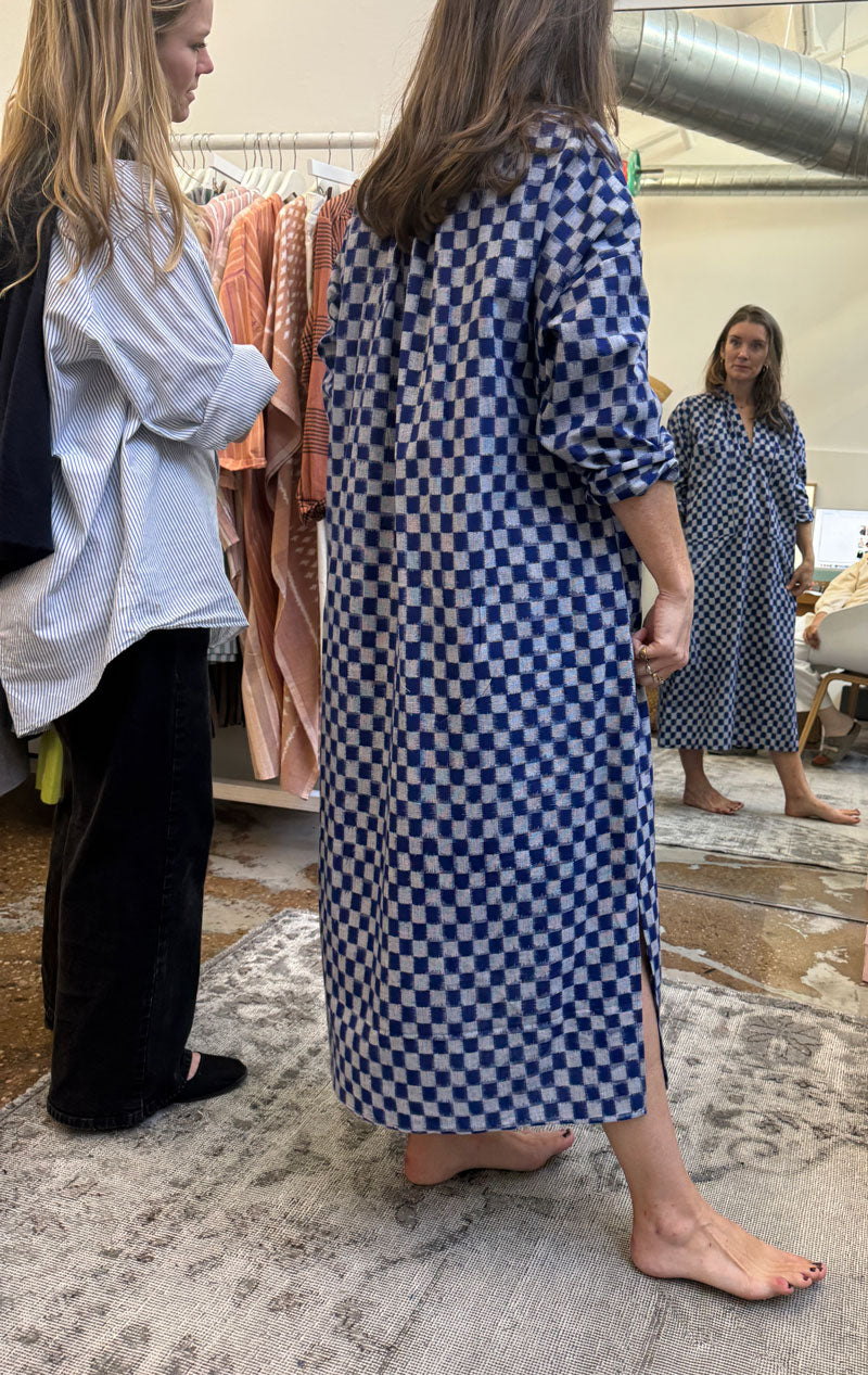 Checkered two pocket caftan-only 1