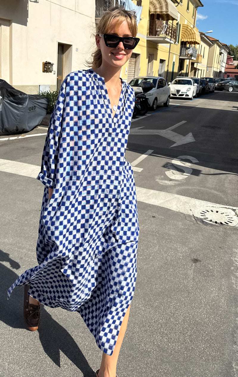 Checkered long caftan-pre-sale