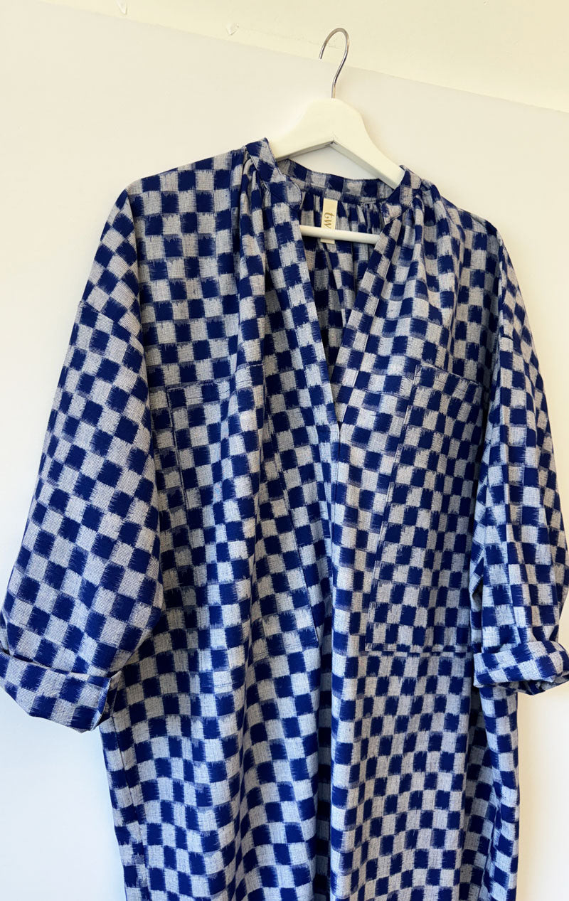 Checkered two pocket caftan-only 1