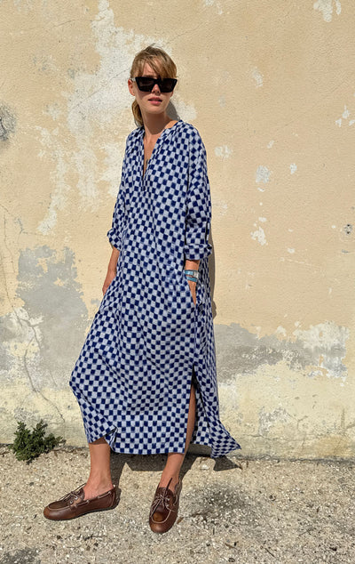 Checkered long caftan-pre-sale