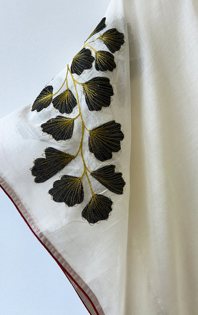 White applique floral Caftan