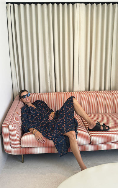 Floral Dabu Pocket caftan
