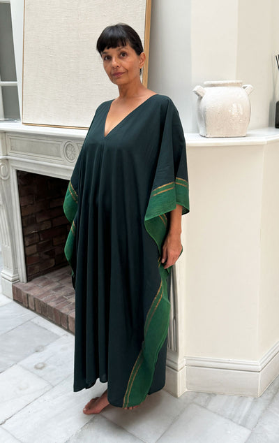 Bottle Green v neck  caftan