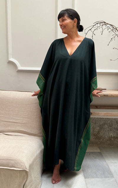 Bottle Green v neck  caftan