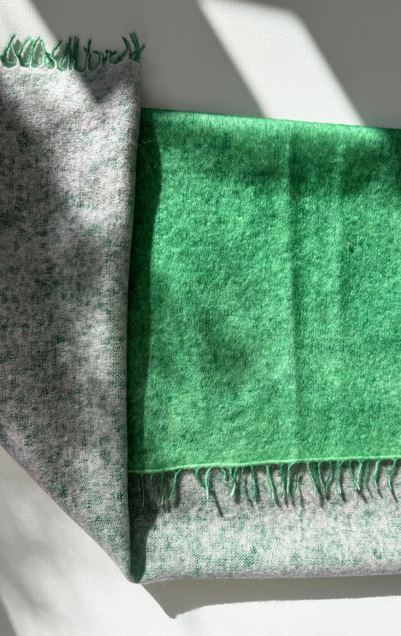 Two Ply Green Felted bandana cashmere scarf