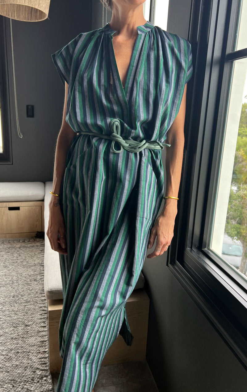 Green Stripe Slim Dress