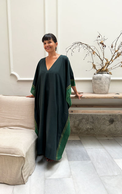 Bottle Green v neck  caftan