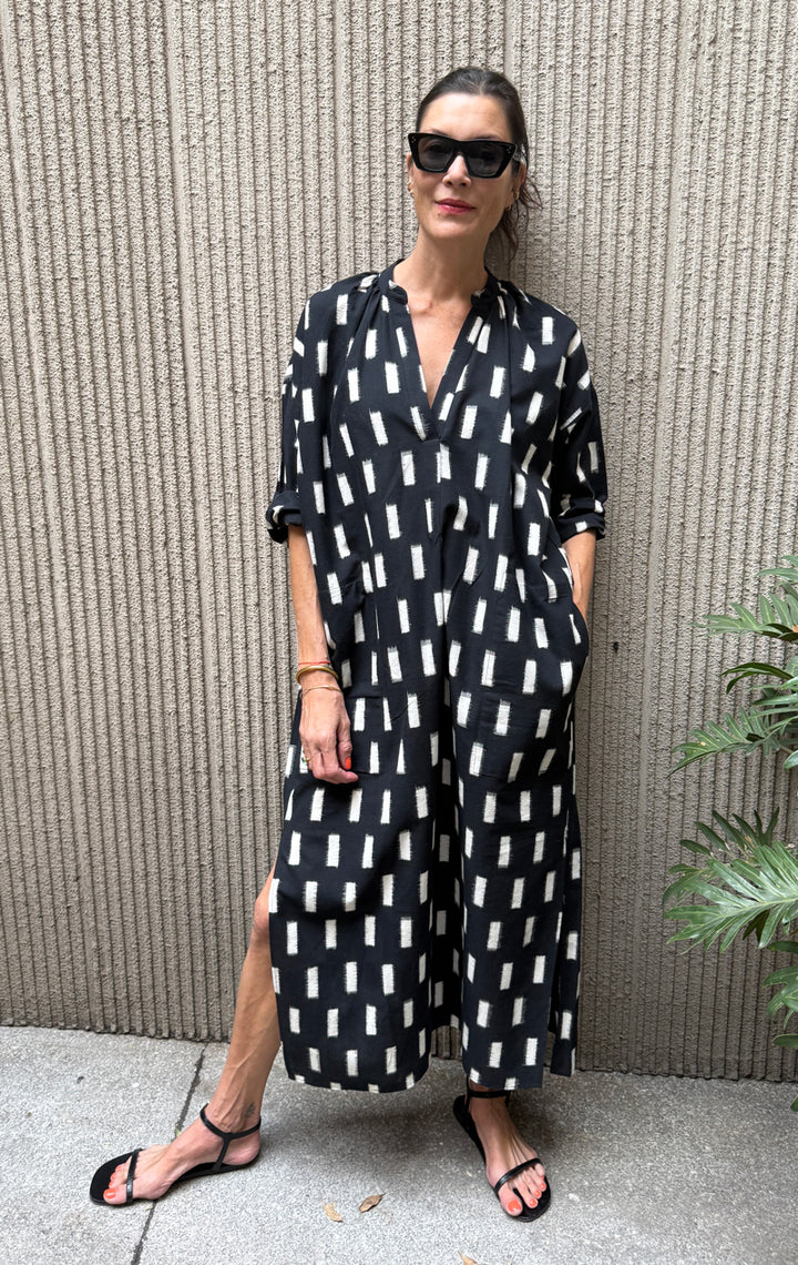 Black Ikat long caftan – Two