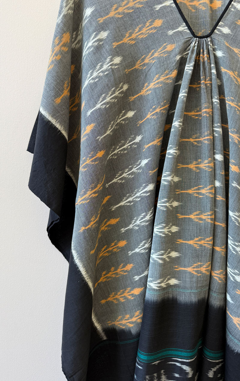 Ikat white and peach caftan