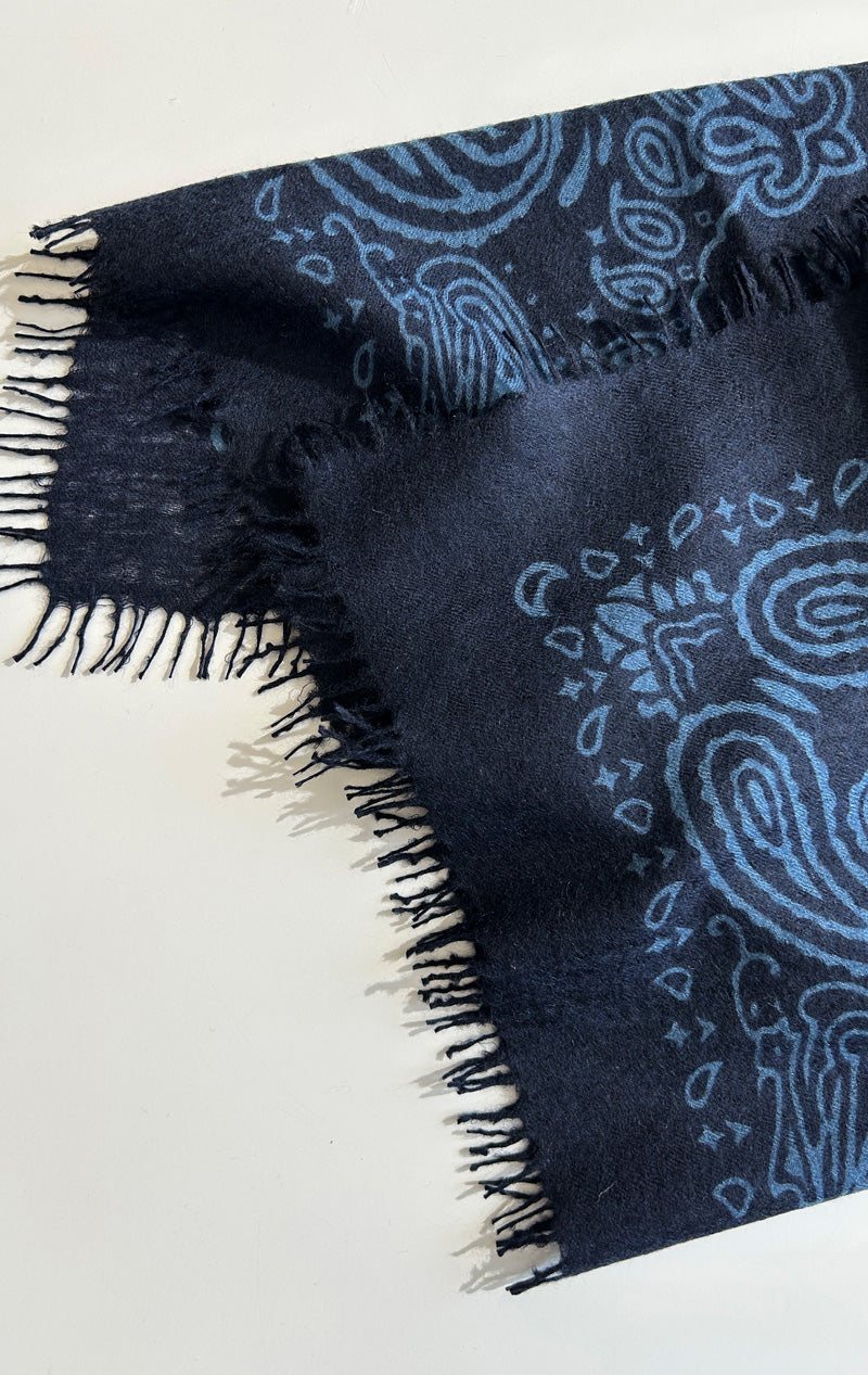 New! Indigo bandana cashmere scarf