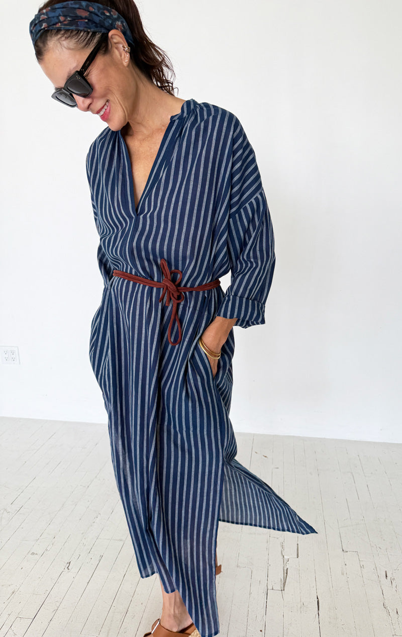 Featherweight long stripe caftan