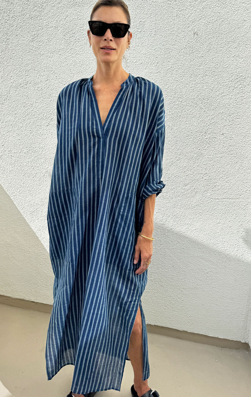 Featherweight long stripe caftan