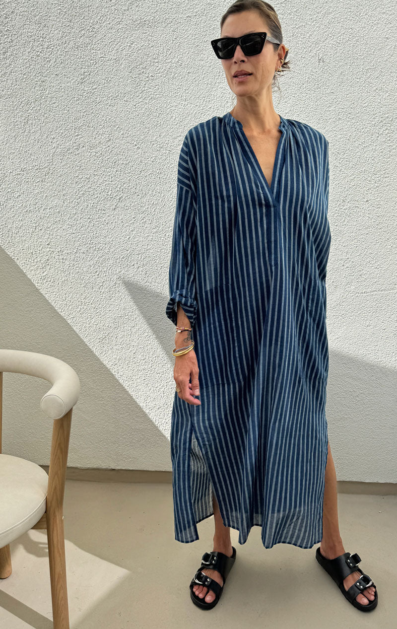 Featherweight long stripe caftan