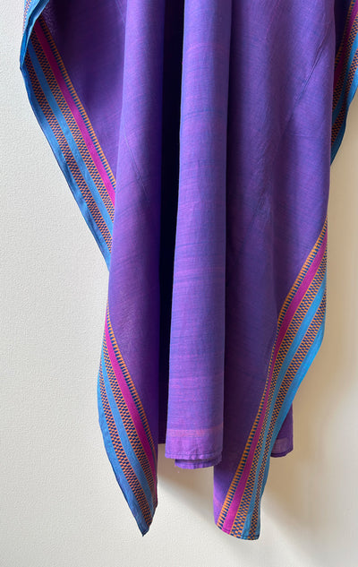 Purple Cotton Caftan with multi border