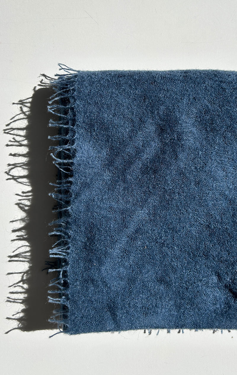 New! Blue fringe cashmere scarf
