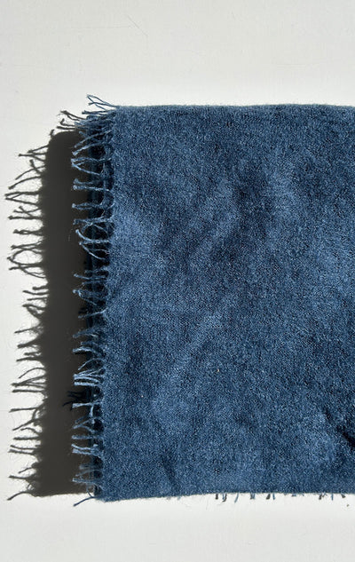 New! Blue fringe cashmere scarf