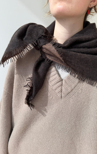 Brown cashmere bandana scarf