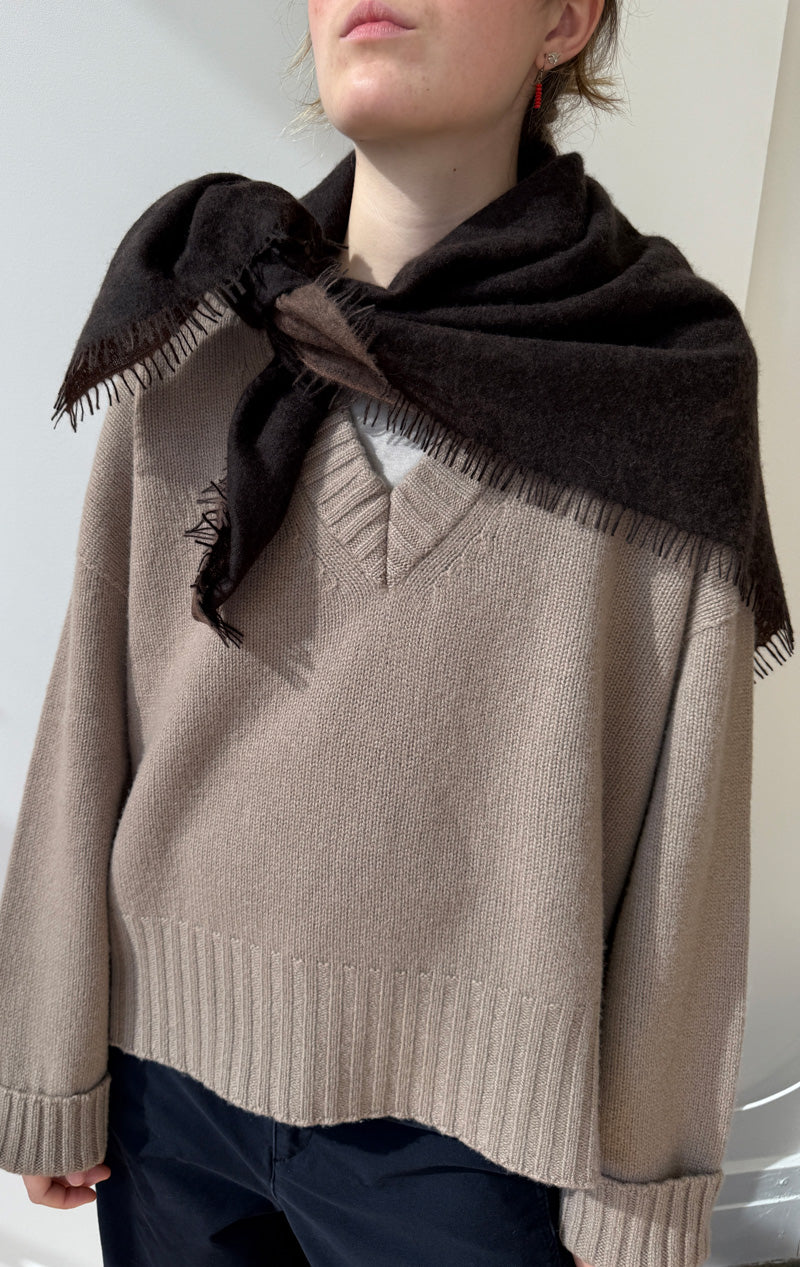 Brown cashmere bandana scarf