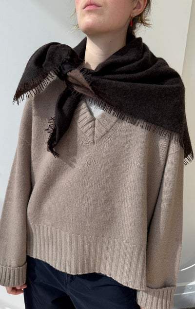 Brown cashmere bandana scarf