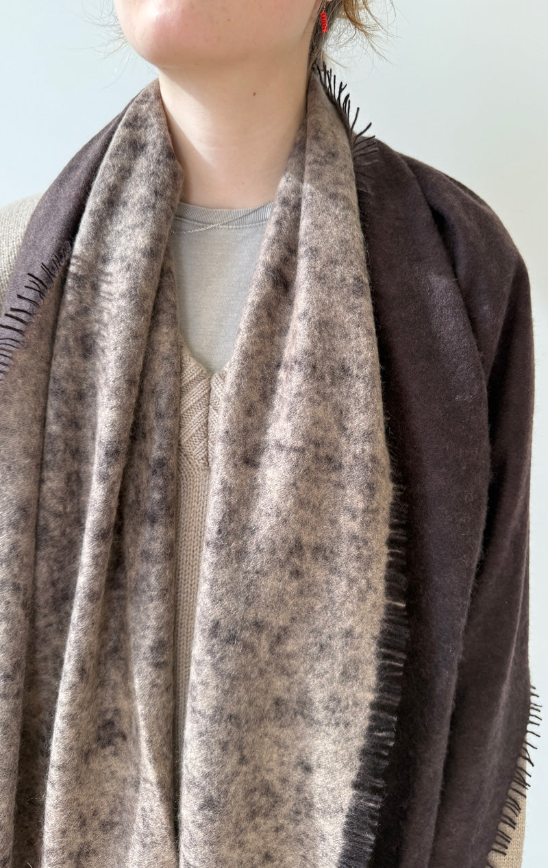 Brown and fawn cashmere scarf