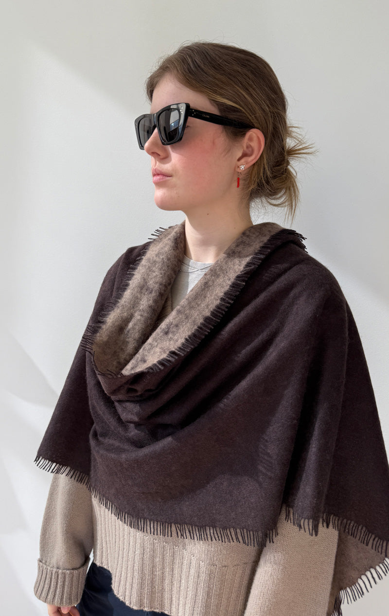 Brown and fawn cashmere scarf
