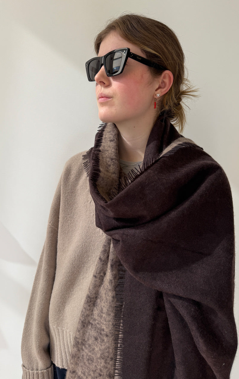 Brown and fawn cashmere scarf