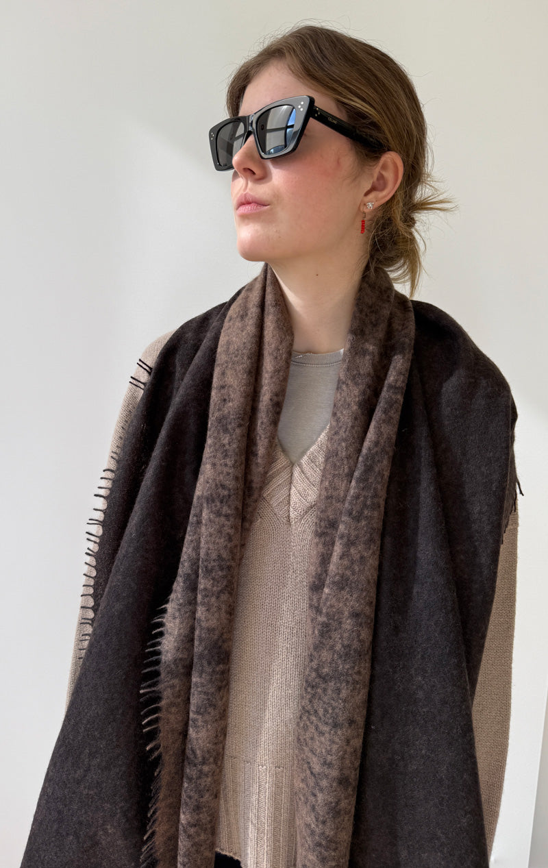 Chocolate and chestnut cashmere scarf