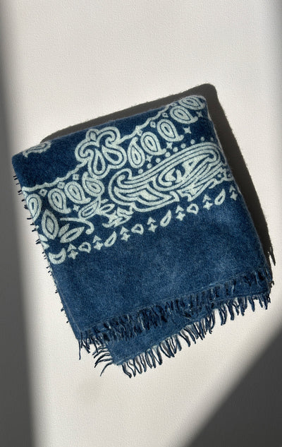 Blue Felted cashmere bandana scarf