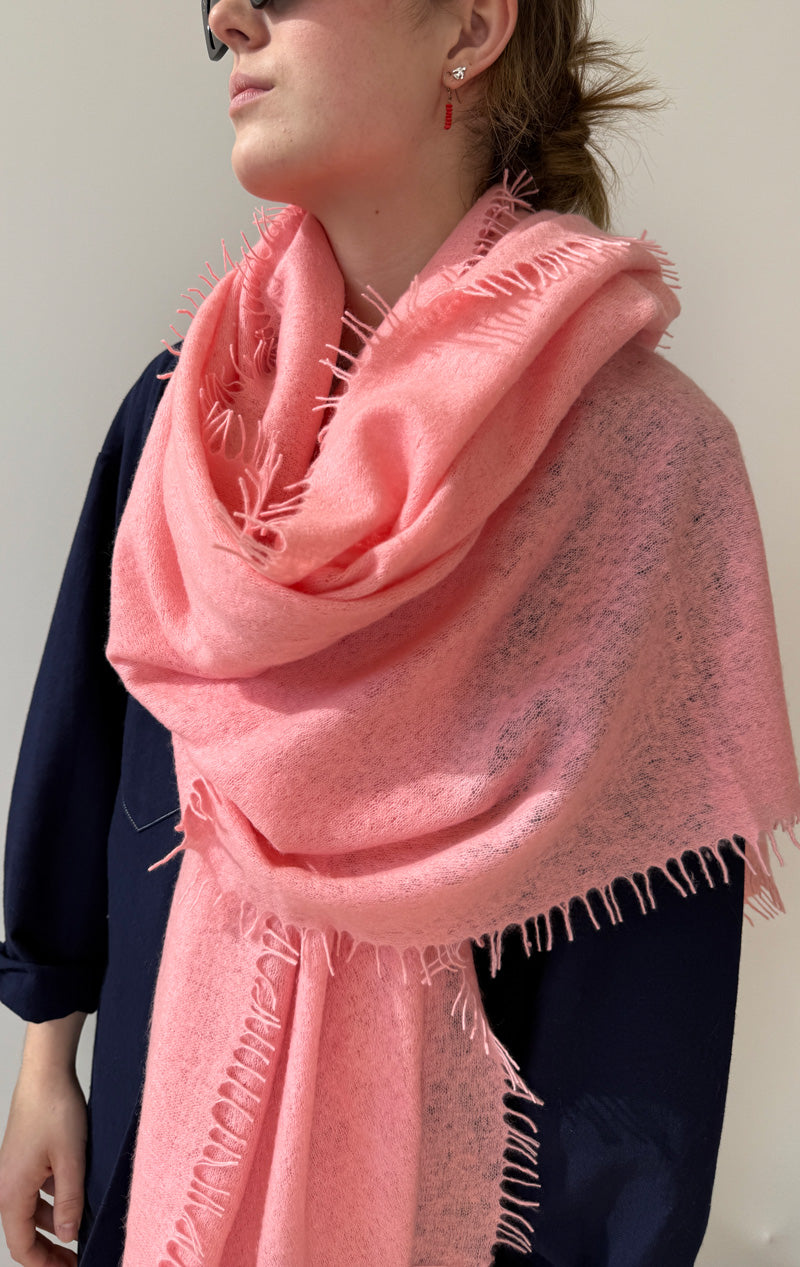 Soft Pink Felted cashmere scarf