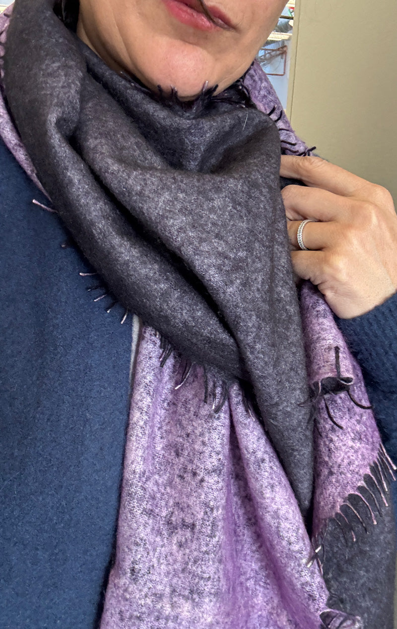 Two Ply Soft Violet Felted cashmere scarf