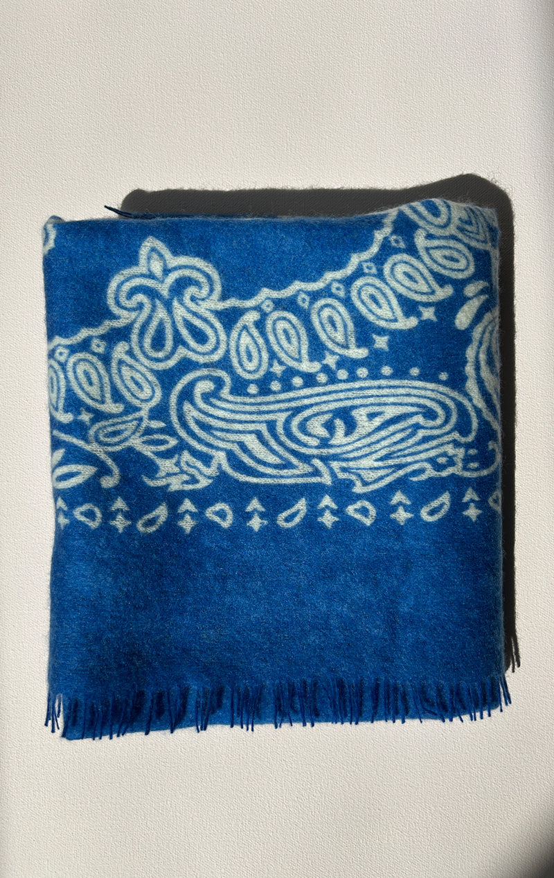 Bright Blue Felted cashmere bandana scarf