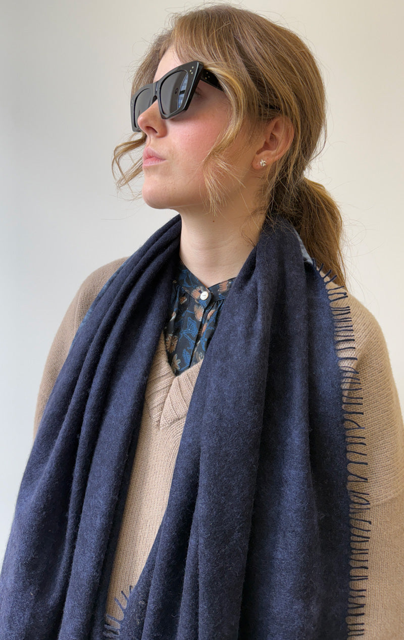 New! navy two tone blue scarf