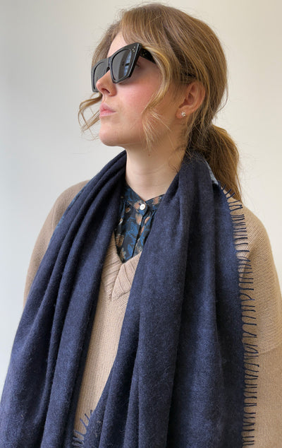New! navy two tone blue scarf