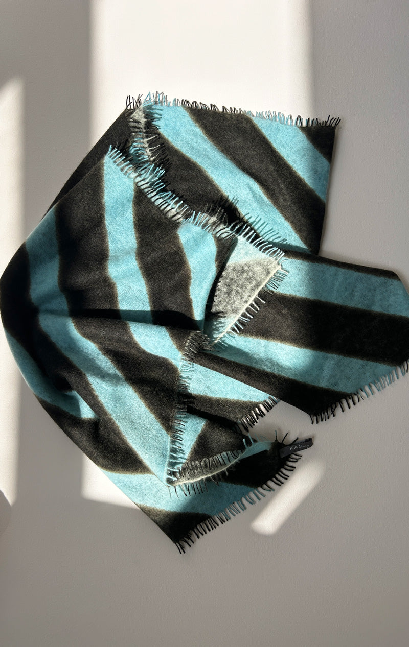 Two Ply Diagonal stripe Felted cashmere scarf