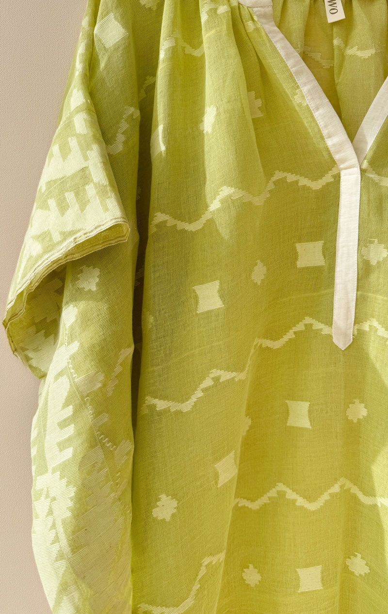 Lime Dhaka caftan