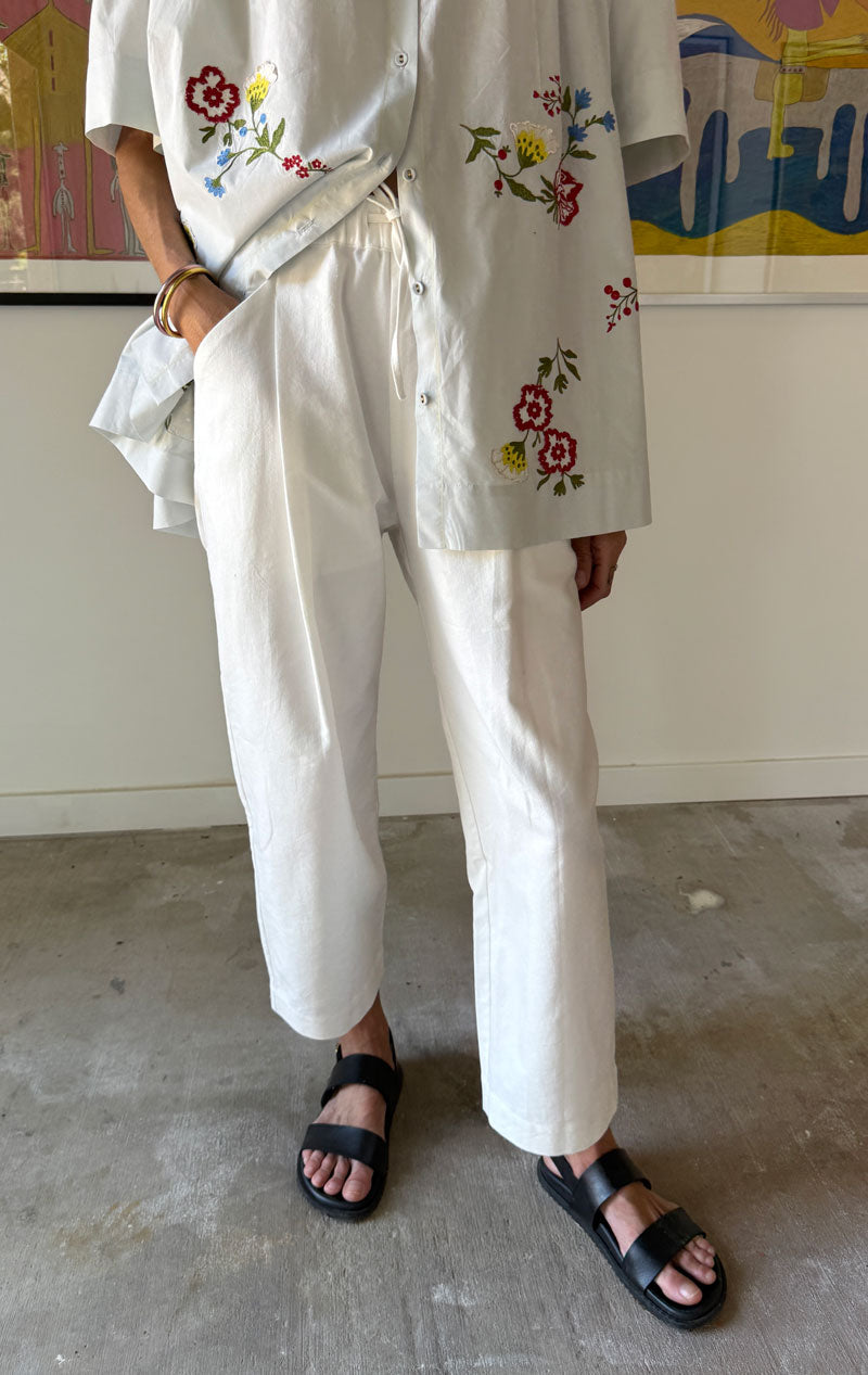 Barrel Leg Pant in White